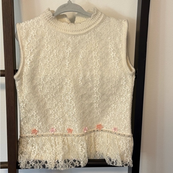 VINTAGE 2 PIECE LACE DRESS AND FUR COAT SZ 4 - Picture 4 of 8